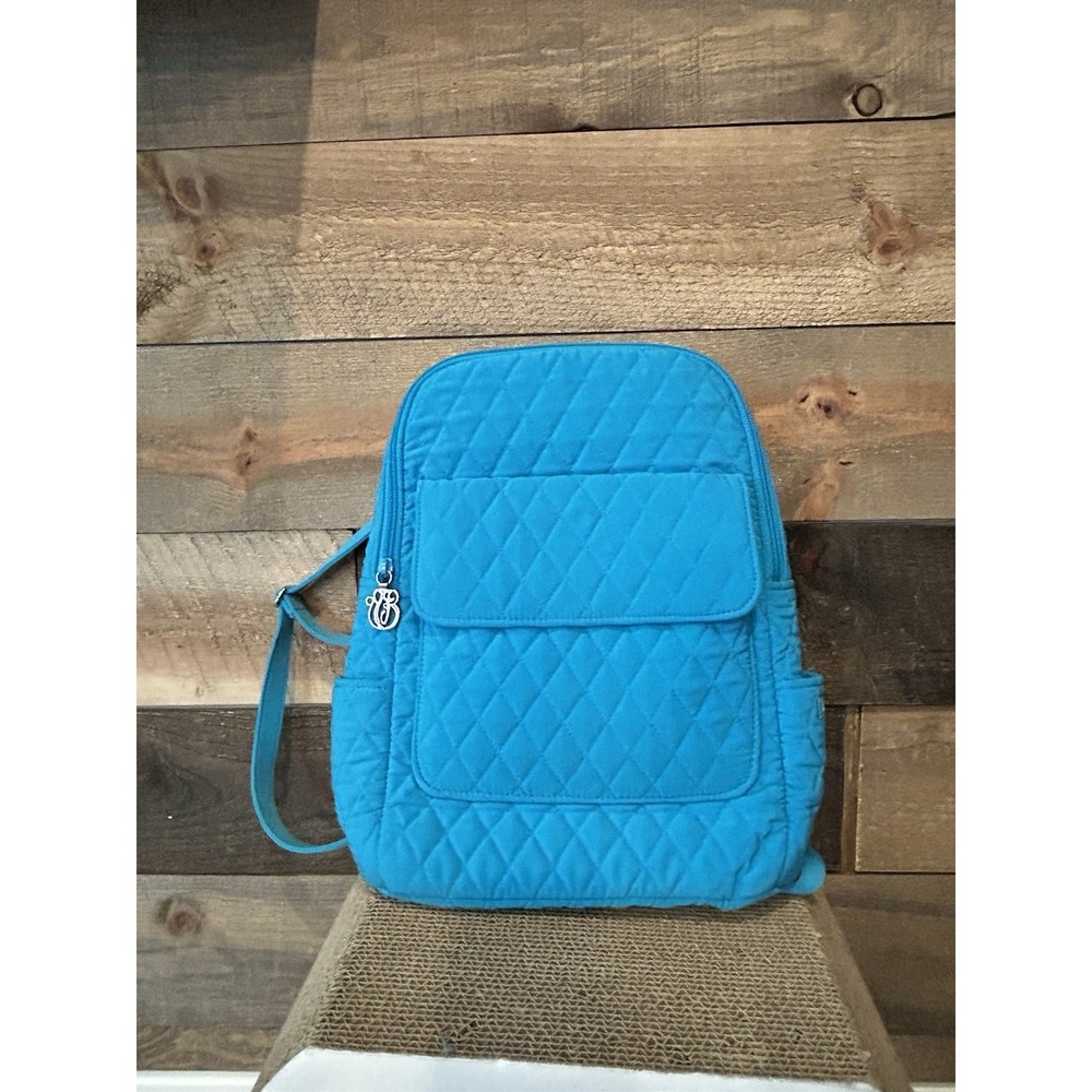 Vera Bradley Compact Essential Backpack Turquoise Quilted Lime Preppy Academia